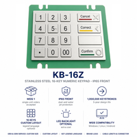 Clavier numérique industriel en acier inoxydable KB-16Z personnalisé, étanche IP65, 16 touches, montage sur panneau, USB/PS2 pour terminal en libre-service