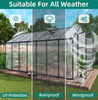 Serre de jardin 8*14 pieds avec portes battantes et aérations, cadre noir, en stock aux États-Unis, livraison gratuite