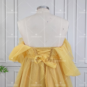 <span class=keywords><strong>Vestido</strong></span> de maternidad acampanado de tul dorado de talla grande de alta calidad, <span class=keywords><strong>vestido</strong></span> para sesión de fotos para mujeres embarazadas, vestidos de fotografía con frente abierto - Product Image 5