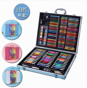 Boîte de dessin artistique double face personnalisée avec pastels à l'huile, crayons, aquarelles, étui en PVC, couleurs assorties, peinture DIY - Product Image 1