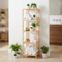 Étagère d'angle en bois à 5 niveaux, organisateur multifonctionnel en bois massif, support de rangement pour livres, excellent rapport qualité-prix