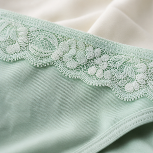 <b>Women's</b> Classic Pure Cotton <b>Briefs</b>, Mint Green Combed Cotton Soft Breathable, Scalloped Floral Lace Trim, Everyday Basics Pantie - Product Image 4