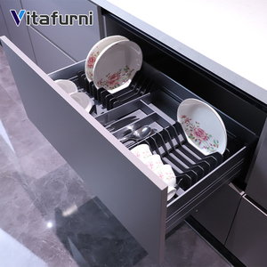 Vita furni Factory Großhandel Luxus Küchen schrank Lagerung Aluminium legierung Geschirr regal Schiebe schublade Pull Wire Basket Organizer - Product Image 2