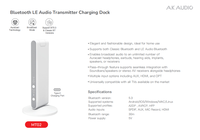 Nouvel Émetteur Audio Bluetooth 5.4 LE Auracast 2026 LC3 à Faible Latence pour TV, Prise en Charge Illimitée des Casques, Adaptateur Sans Fil