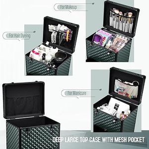 Salon de manucure maquillage à roulettes Train Case 4-Drawer Beauty Cosmetology Case Verrouillable Wheels Manucure/Face Painting/Hairstylist/Tattoo - Product Image 4