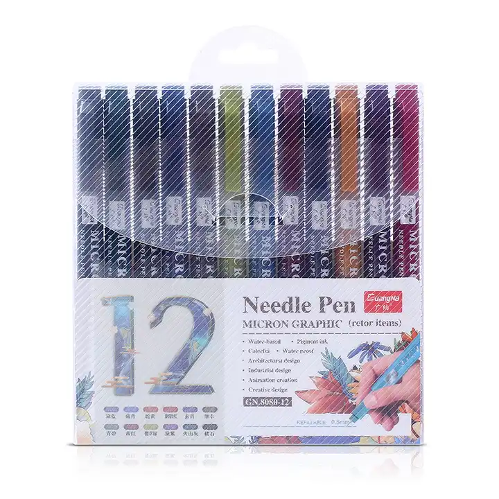 12PCS 12 Color Needle Micron Drawing Pen Set for Sketch Art