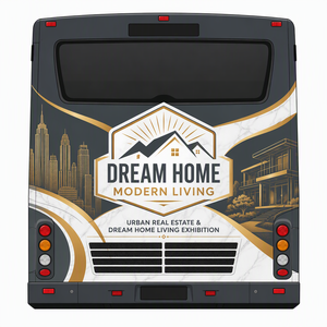 Vinyle publicitaire brillant pour la publicité urbaine : design de bus avec silhouette de ville moderne pour le marketing immobilier et la décoration des transports publics - Product Image 5