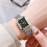 Montre Carrée à Quartz Femme Bracelet Acier Luxe Léger Mode Simple Écolière