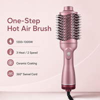 Brosse Soufflante Chauffante Professionnelle 1200-1300W 220-240V Température et Vitesse Réglables Cylindre Céramique Rotation 360°