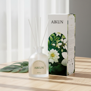 Aikun Decor Store Low MOQ 3 Day Sample Any Aroma Lasting 250ML Sticker Matte Glass Bottle Floral Box <b>Reed</b> <b>Diffuser</b> Set - Product Image 1