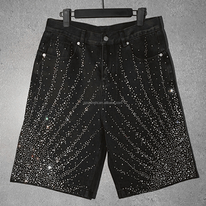Pantalones Cortos de Mezclilla Qianshi Personalizados para Hombre, Pantalones Cortos de Verano, Estilo Urbano, con Pedrería, Bermudas de Mezclilla para Hombre - Product Image 2