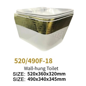 Inodoro <span class=keywords><strong>de</strong></span> Lujo Cuadrado con Acabado Dorado, Montado en la Pared, con <span class=keywords><strong>Cisterna</strong></span> Empotrada, Sanitario Suspendido para Baño - Product Image 4