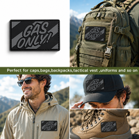Écusson PVC personnalisé avec texte 'Gas Only', finition mate, en caoutchouc, à coudre pour vêtements d'extérieur, équipement de camping, pochettes utilitaires