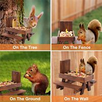 Table de pique-nique ronde en bois pour écureuils avec support pour épis de maïs, pour écureuils et chipmunks, application pour petits animaux
