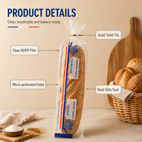 Sacs à pain micro-perforés en plastique BOPP de qualité alimentaire pour boulangerie, sacs à baguette