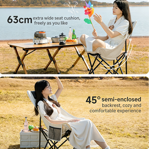 Silla Plegable Portátil Tipo Luna, Negra, para Exteriores, Camping, Jardín, Ligera, para Pesca, Viajes, Glamping - Product Image 3