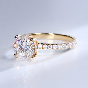 Venta caliente 3 quilates 9mm corte redondo Moissanite anillo 14K oro sólido Moissanite joyería anillo de compromiso para regalos - Product Image 3