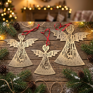 Sonnet Decor Handmade Iron <b>Angel</b> Christmas <b>Ornaments</b> Digital Printing Die Cut Hanging Home Decoration Set of 3 - Product Image 1