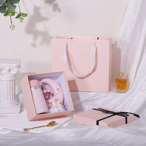 Premium black bow detail matte <strong>pink</strong> rigid gift boxes for gift packaging valentines day or birthday <strong>presents</strong> - Product Image 1