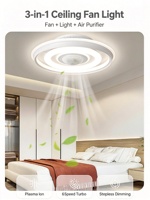 Ventilateur de plafond purificateur d'air à ions plasma Yeyun, sans pales, télécommande 6 vitesses, lampe de plafond LED à gradation progressive pour chambre à coucher