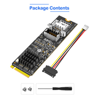 بطاقة توسعة M.2 NVMe Key-M إلى USB 3.2 من النوع E بسرعة 20 جيجابت في الثانية مع شريحة ASM3242 ومحول للوحة الأمامية USB-C مع مصدر طاقة SATA