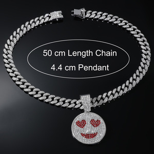 Collana con Ciondolo Occhi Ghiacciati a Cuore, Placcata Oro 14K, con Strass di Cristallo, Catena Miami Cuban, Regalo Unisex per Bambini per Feste - Product Image 6