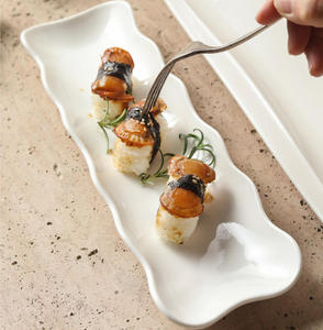 Plato de Cerámica Blanco con Borde Ondulado para Sushi, Plato Largo para Servir Sushi, <span class=keywords><strong>Tapas</strong></span>, Aperitivos, Fiestas, Hogar, <span class=keywords><strong>Restaurante</strong></span> y Catering - Product Image 2