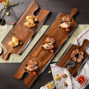 Cadeaux de fête de Noël planche à <span class=keywords><strong>fromage</strong></span> en bois <span class=keywords><strong>plateau</strong></span> de service verre à vin <span class=keywords><strong>plateau</strong></span> <span class=keywords><strong>rectangulaire</strong></span> épissé - Product Image 1