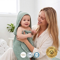 Toalla con Capucha de Fibra Botánica de 6 Capas, 80x80cm, 100% Algodón, Anti-Sobresalto, Transpirable, Certificación OEKO-TEX, CPC, REACH, Personalizable