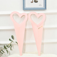Boîte à fleurs en forme de cœur Josi Single Rose avec poignée en forme de pêche, mini boîte en papier, bouquet de fleurs en forme de cœur, boutique de fleurs