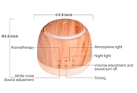 Diffuseur d'huiles essentielles d'aromathérapie 300 ml, humidificateur ultrasonique silencieux à brume froide, 10 sons relaxants, bruit blanc, veilleuse