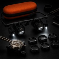 LED Watch & Clock Repair Magnifier Glasses 2X 6X 8X 12X 24X 5 Levels 8 Interchangeable Lenses Dual LED Hands Free Jeweler Loupe