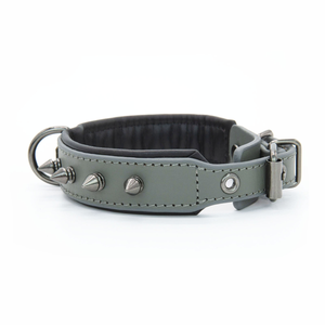 Collare per Cani in Pelle Premium Borchiata, Cuoio Pieno Fiore Imbottito, con Rivetti Color Canna <span class=keywords><strong>di</strong></span> Fucile, per Razze Medie e Grandi - Product Image 5