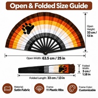 Éventail pliable drapeau arc-en-ciel Pride 33 cm (13 pouces) en plastique, bois et bambou, personnalisé pour collectes de fonds, avec impression personnalisée, type Clack Fan