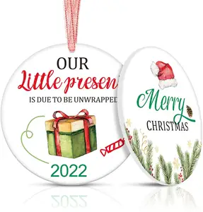 空白升华婴儿到期日2022陶瓷圣诞装饰品圣诞树装饰小礼物礼物