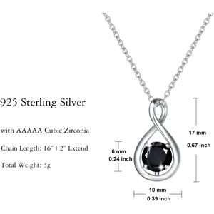 Infinity Pendant <b>Necklace</b> Sterling Silver Round Zircon Claw Setting Women's Fine Jewelry Anniversary Birthday Gift - Product Image 6
