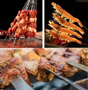Brochetas de barbacoa portátiles más vendidas, parrilla de barbacoa de madera de acero inoxidable, pincho de kebab, <span class=keywords><strong>cuchillos</strong></span> de barbacoa <span class=keywords><strong>profesionales</strong></span> antiadherentes - Product Image 2