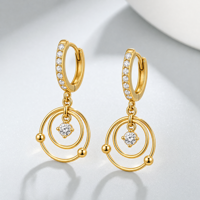 Boucles d'oreilles créoles en argent sterling 925 plaqué or avec zircon certifié, style vintage, pour femme, idéales pour empiler, cadeau, vente en gros