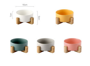 Fábrica al por mayor Venta caliente Fabricante al por mayor Multi colores Cerámica Marco de madera Mascota Gato Perro Cuenco - Product Image 6