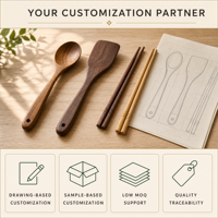 Ustensiles de cuisine en bois naturel durables, ensemble spatule et cuillère en bois, support en céramique, compatible avec les ustensiles antiadhésifs, bois de qualité alimentaire pour la cuisson