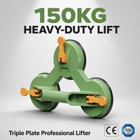 Ventouse manuelle robuste à triple plaque pour verre, capacité 150 kg, outil de levage de carreaux pour fenêtre