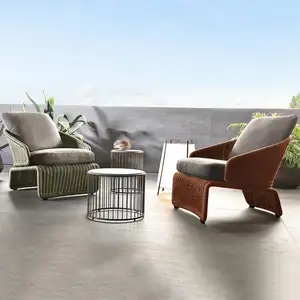 Designer Soft Decoration Outdoor Leisure Garden divano in Rattan balcone sedia singola in Rattan