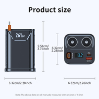 Pengisi Daya Mobil 7IN1 261W dengan Kabel Ekstensi 1 Meter dan Port Dual PD & 2QC3.0 Pengisian Cepat untuk Laptop dan Perangkat Seluler