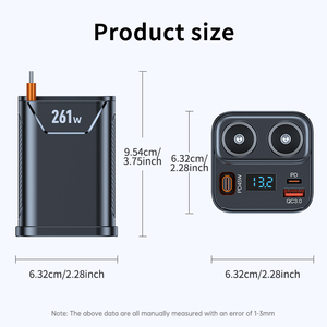 7IN1 261W Car charger with 1meter Extension Cable Dual PD Ports 2QC 3.0 Fast charging Simultaneously individuals Car charger - Product Image 2