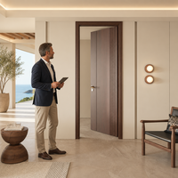 Porte d'entrée intérieure de luxe, style français, bois massif, isolation acoustique, lignes géométriques, porte élégante pour chambre à coucher, pour résidence haut de gamme