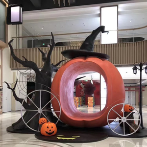 Décorations pour la maison d'Halloween Feng Shui Masques terrifiants en résine Lanternes de citrouille lumineuses Visages humains religieux pour sculptures - Product Image 6