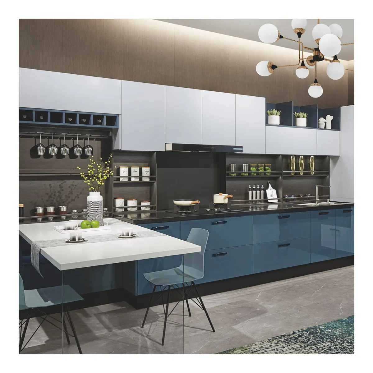 Mobili per la casa nuovi armadi da cucina modulari Design moderno cucina armadi in acciaio inox con lavello e accessori