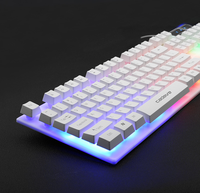 Clavier mécanique de jeu de haute qualité avec rétroéclairage RGB 104 LED et souris ergonomique USB, combo pour usage bureautique, avec éléments métalliques