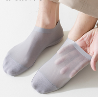 Chaussettes invisibles pour hommes, antidérapantes, en soie glacée, avec semelle en coton, fines, pour mocassins et bateaux, vente en gros