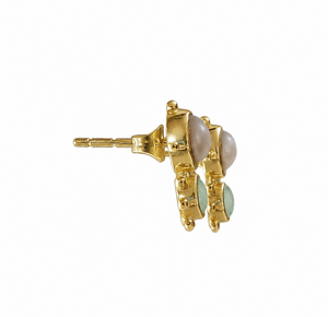 Boucles d'oreilles plaquées or avec perles et pierres de calcédoine aqua – Élégantes boucles d'oreilles en pierres précieuses pour femmes et filles, bijoux de luxe tendance - Product Image 2